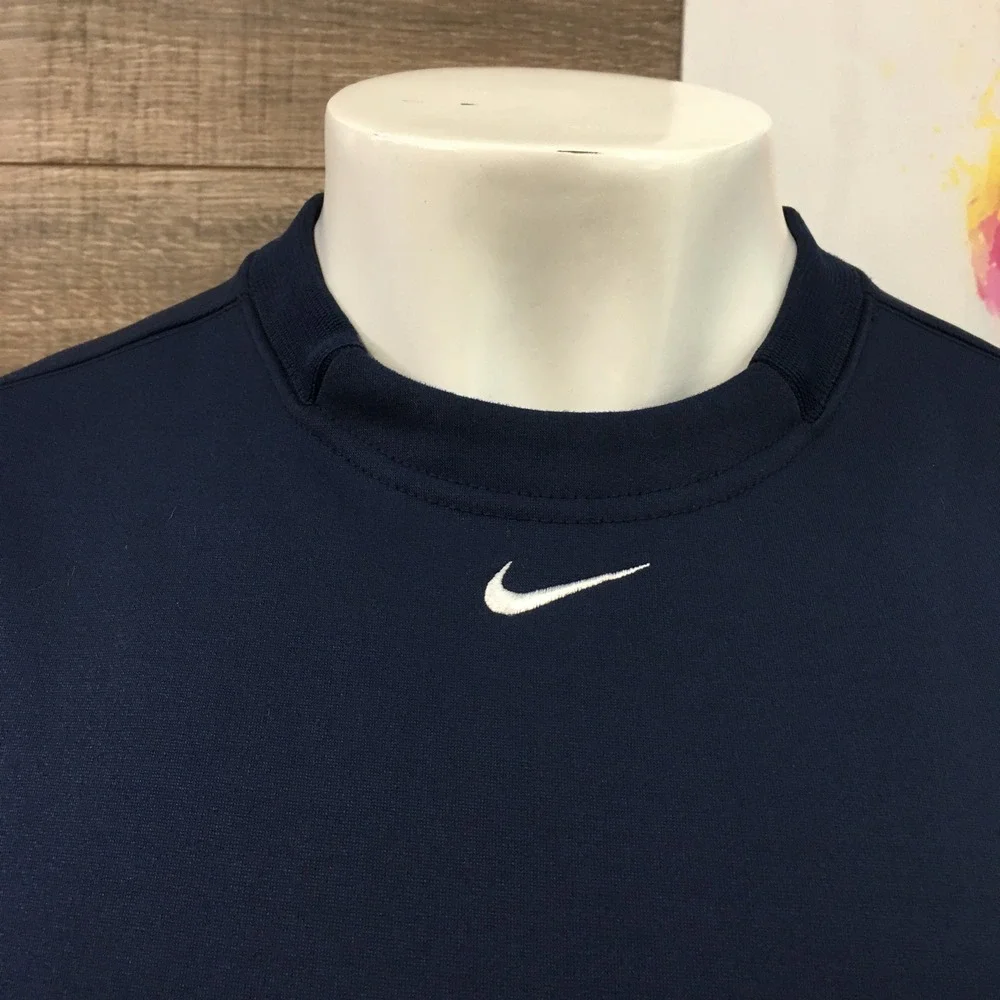 Vintage Y2K Nike Center Swoosh Navy Blue Long Sleeve Athletic Sweatshirt Men‎ XL